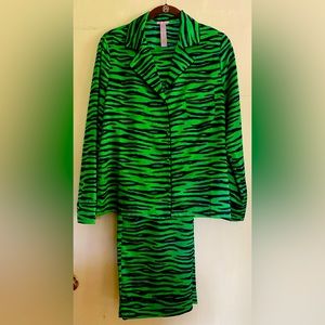Savage X Fenty Green and Black Zebra Print Pajama Set